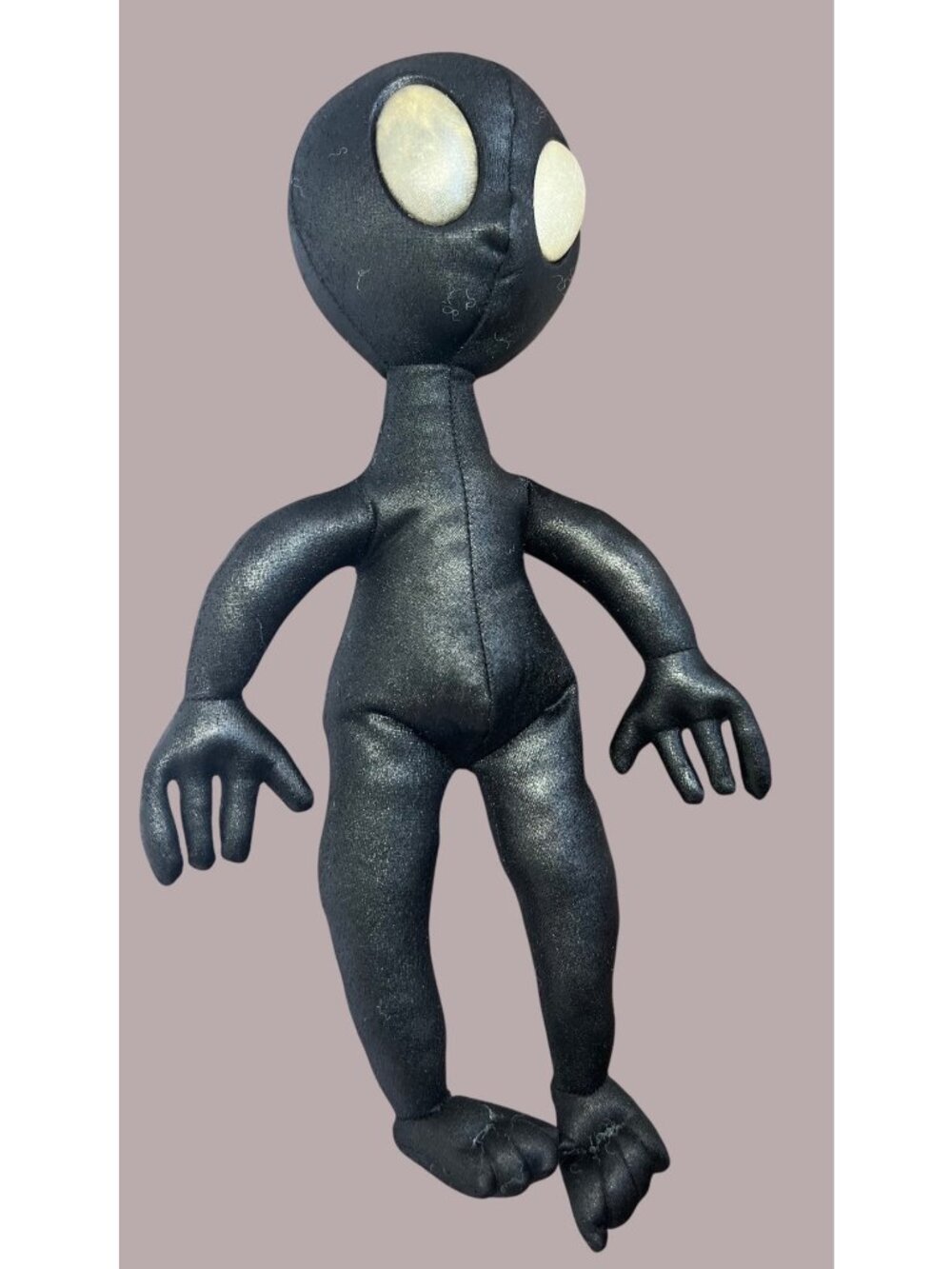 Alien-Inspired Black Plush Toy With White Eyes 13 Inches Lightweight